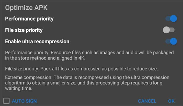 Optimize APK - MT Manager
