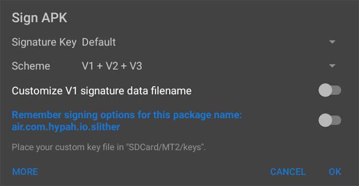 Sign APK - MT Manager